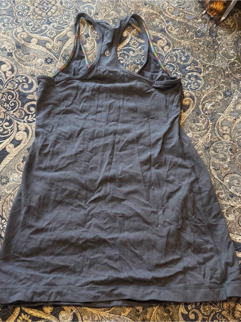 Lululemon Black Racerback Tank with Subtle Multi-Color Trim